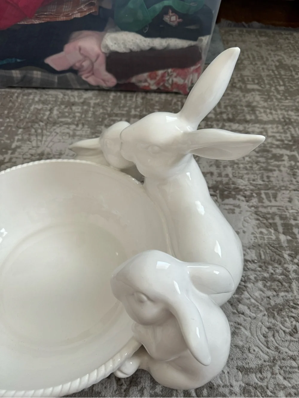 Williams Sonoma Easter White Ceramic Bunny Bowl Trio